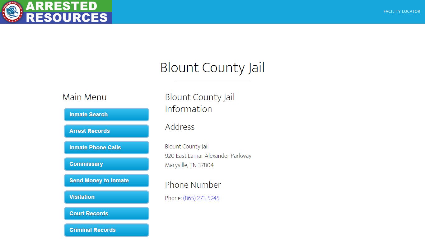 Blount County Jail - Inmate Search - Maryville, TN - Arrested Resources